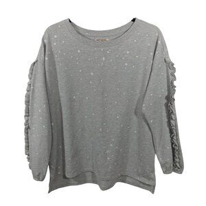 Ruff Hewn Womens Sweatshirt Size L Pullover Long Sleeve Top Ruffles Gray